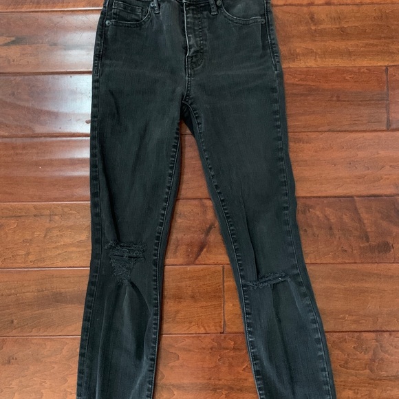 Madewell Tall 9" High-Rise Skinny Jeans in Black Sea Size 25T - Picture 5 of 8